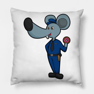 Mouse as Police officer with Donut Pillow
