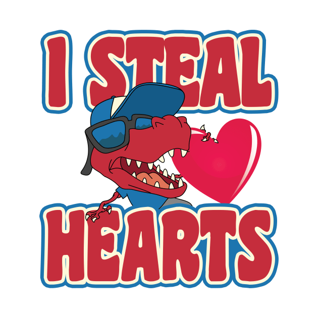 'I Steal Hearts Dinosaur' Sweet Valentines Lovers Gift by ourwackyhome