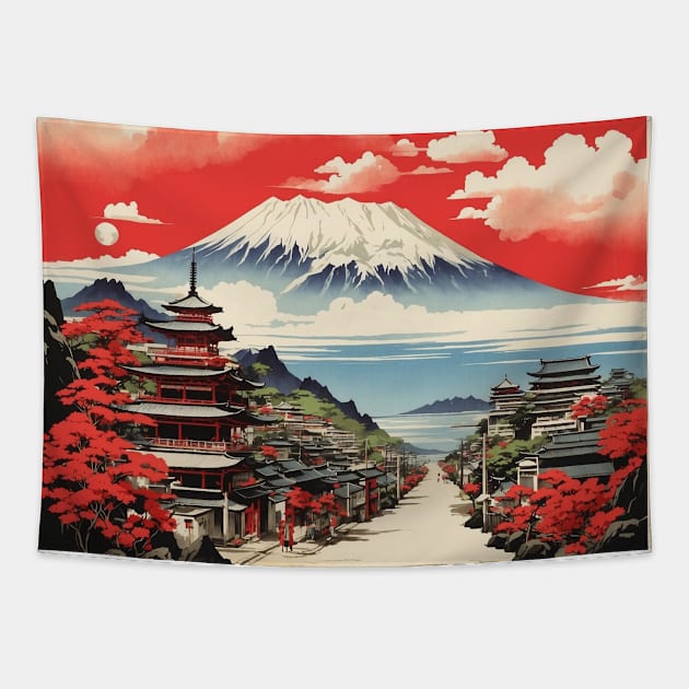 Kagoshima Japan Travel Vintage Tourism Poster Tapestry by TravelersGems