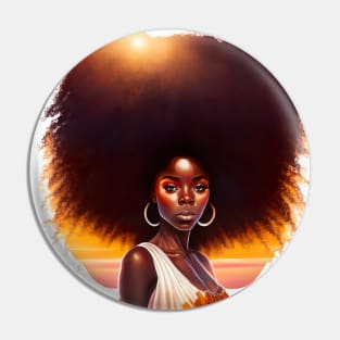 [AI Art] African sunset woman with big hair Pin