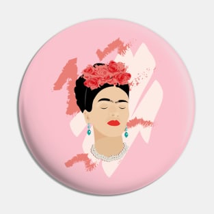 Frida Kahlo modern portrait famous mexican painter red roses headpiece decoration Pin