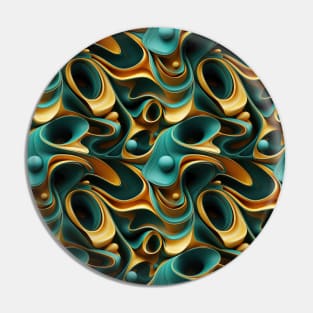 Funky Facade: Trompe-l’oeil Green Turquoise and Gold Pin