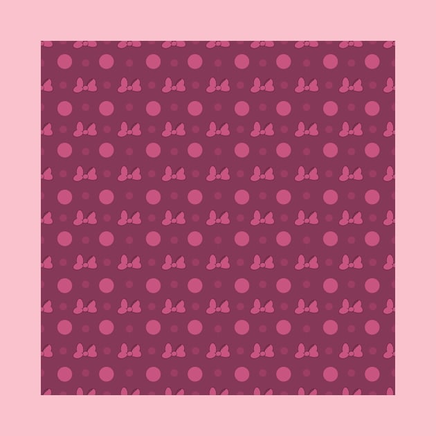 Pink Mini Bow & Polka Dot Pattern by The Attoram Studio