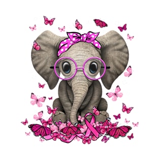 Breast Cancer Awareness Ribbon Elephant T-Shirt