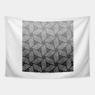 Japanese style wood carving pattern in gray Tapestry