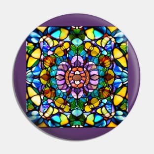 Stained Glass Abstract Rose Mandala Pin