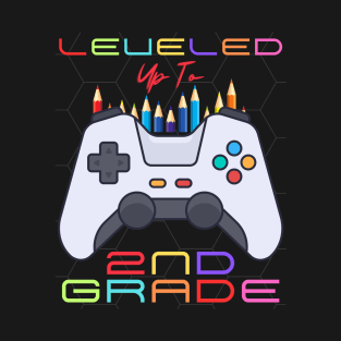 Unlocked Leveled Up To 2nd Grade Video Gamer Boys Girls Kids T-Shirt