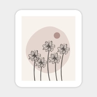 Minimalist Simple Abstract Pstel Pink Flower Garden  Design Magnet