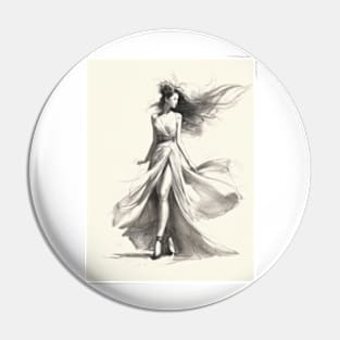 Fashion Woman Sketch Art Pin