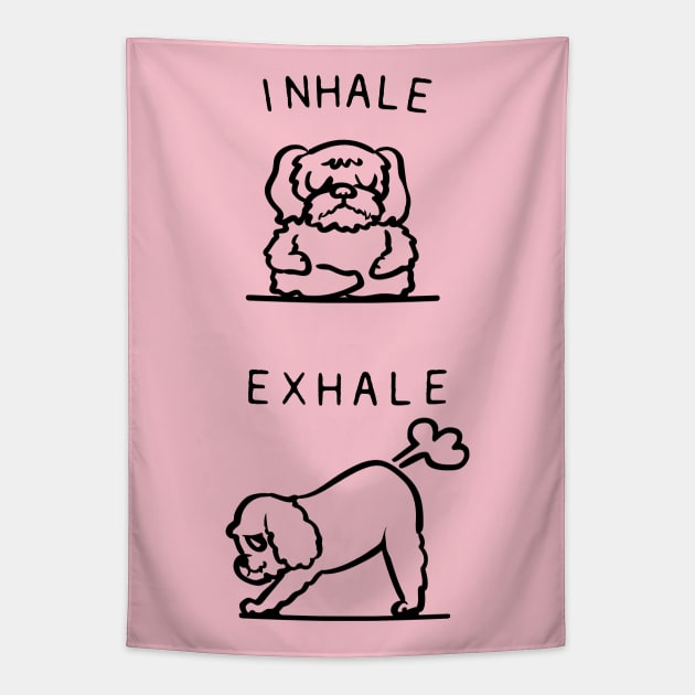 Inhale Exhale Cockapoo Tapestry by huebucket