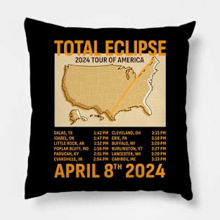 Total Solar Eclipse April 8th 2024 Tour of America Pillow