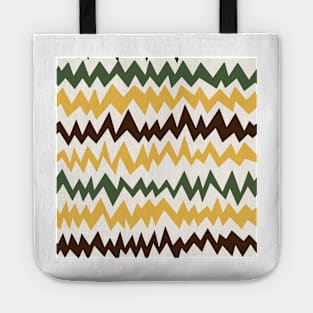 Modern minimalist zigzag extract in mustard, forest green and chocolate brown Tote