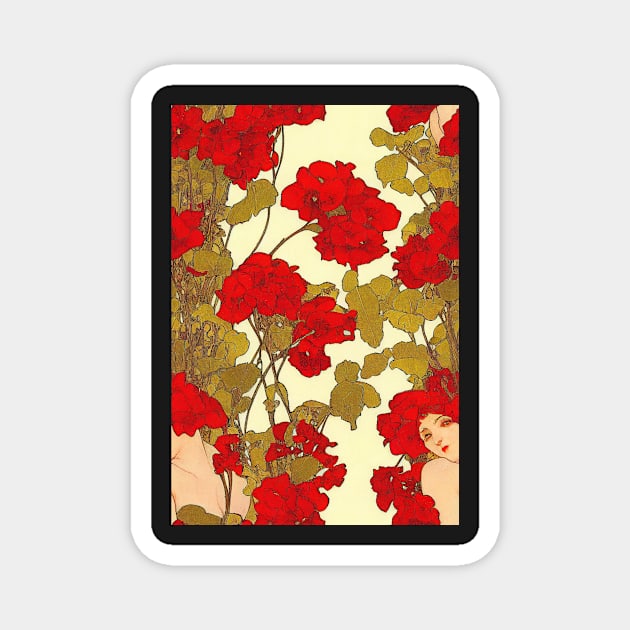 Beautiful Stylized Red Flowers, for all those who love nature #166 Magnet by Endless-Designs