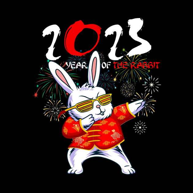 Dabbing Bunny Chinese New Year 2023 Year Of the Rabbit by Jhon Towel