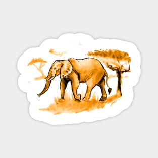 African Elephant at Sunset in Ink Magnet