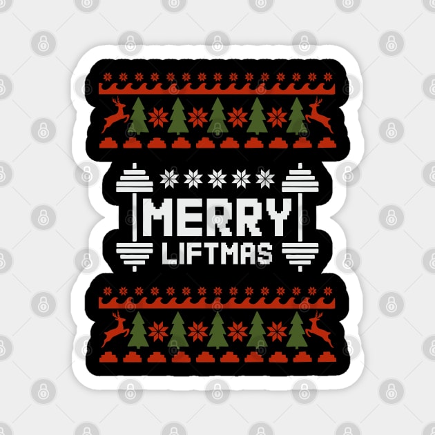 Merry Liftmas Ugly Sweater Christmas Gym Humor Magnet by Anticorporati