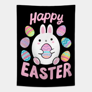 Happy Easter Day Cute Easter bunny holding an egg Tapestry