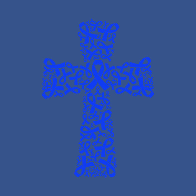 Christian Cross Jesus Chronic Fatigue Syndrome Awareness Blue Ribbon Warrior Support Survivor - Chronic Fatigue Syndrome - T-Shirt