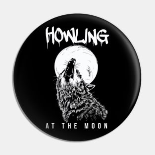 Wolf howling at the moon Pin