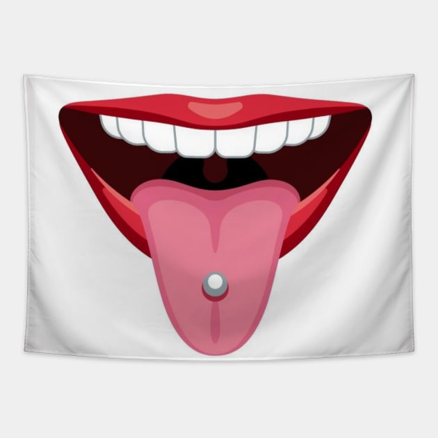 mask-  Tongue Tapestry by busines_night