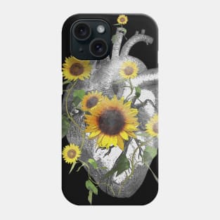 anatomical heart sunflowers cardiac nurse Phone Case