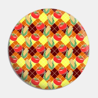 Corn and Tomato Argyle Pattern Pin