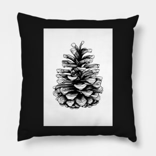 Fir Cone Pen and Ink Drawing Pillow