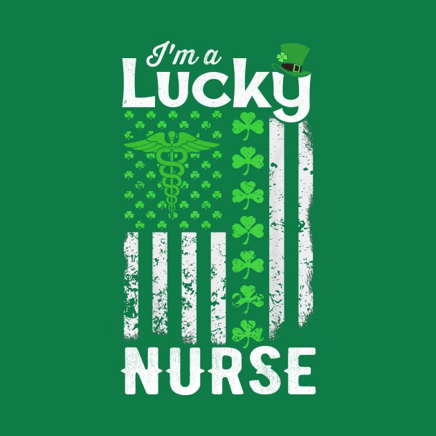 One Lucky Nurse T Shirt American Flag St Patricks Day Gifts by webster