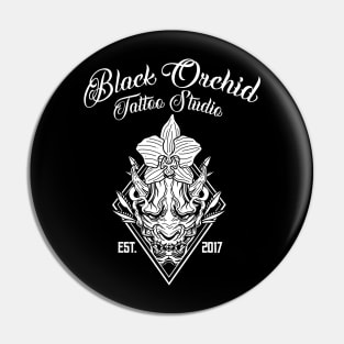 Black orchid mask Pin