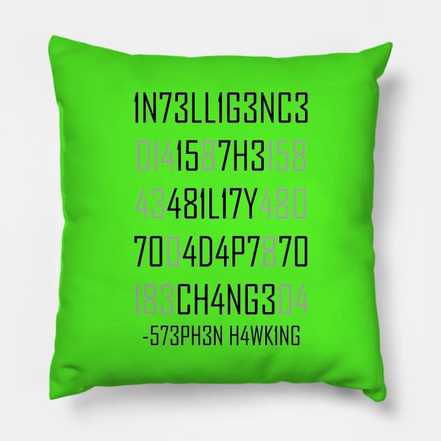 Adapt or Die Encoded Pillow by jillyroberts