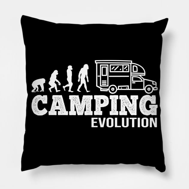 Evolution of Camping I Funny Camper gift Pillow by Shirtbubble