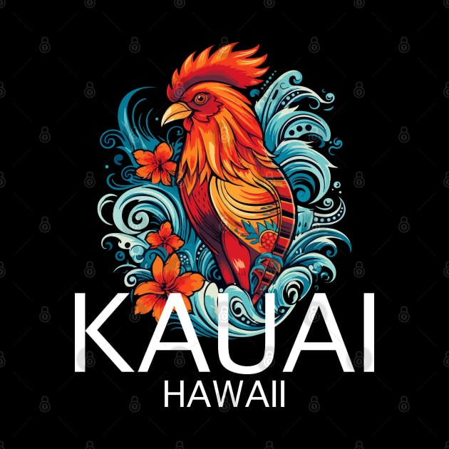 Kauai Hawaii - Rooster (with White Lettering) by VelvetRoom