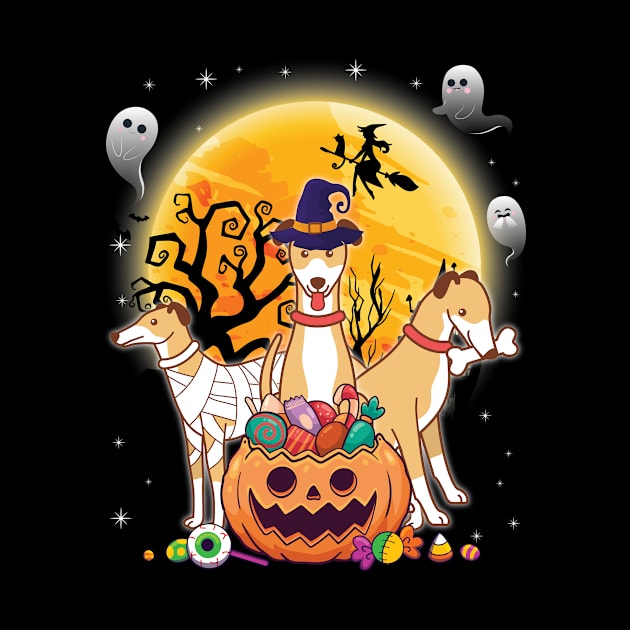 Whippets Dog Mummy Witch Moon Ghosts Happy Halloween Thanksgiving Merry Christmas Day by joandraelliot