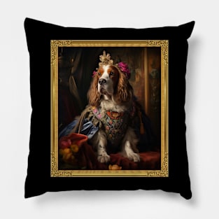 Gracious Mahogany & White Basset Hound - Medieval Queen (Framed) Pillow