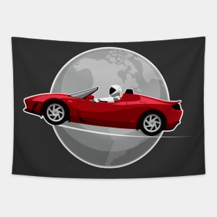 Tesla roadster Earth Tapestry