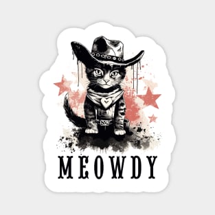 Funny Cat Cowboy Cowgirl Meow Howdy Meowdy Magnet