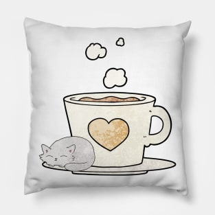 Coffee Cup Cat Pillow