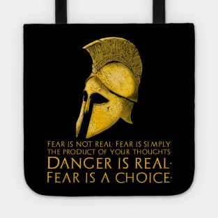 Motivational & Inspiring Stoic Quote Ancient Greek Hoplite Helmet Tote