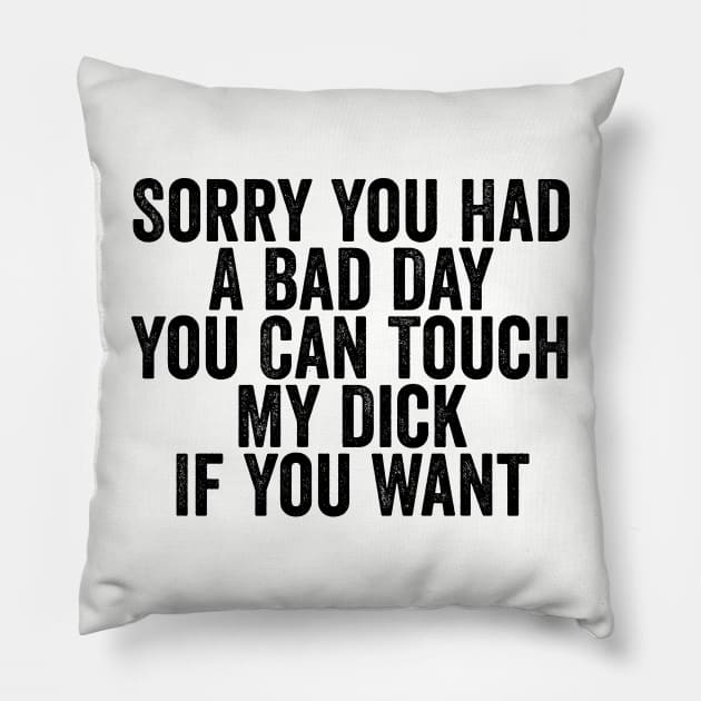 Sorry You Had A Bad Day You Can Touch My Dick If You Want Black Pillow by GuuuExperience