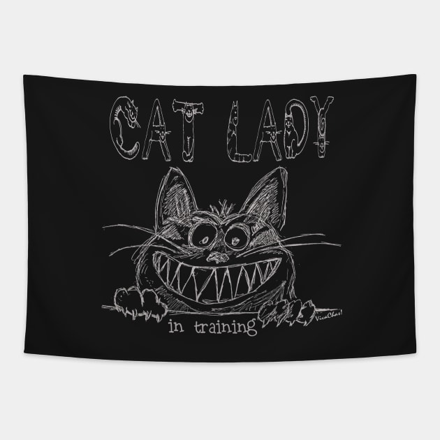 Cat Lady in Training Tapestry by vivachas