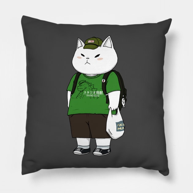 Shiro Neko Pillow by pigboom