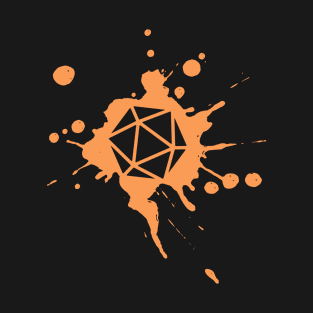 Orange 20 Sided Dice Paint Splatter Spraypaint Dungeons Crawler and Dragons Slayer Tabletop RPG Addict T-Shirt