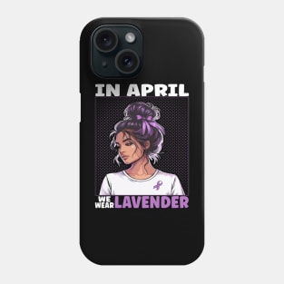 In April We Wear Lavender Messy Bun Stress Awareness Phone Case