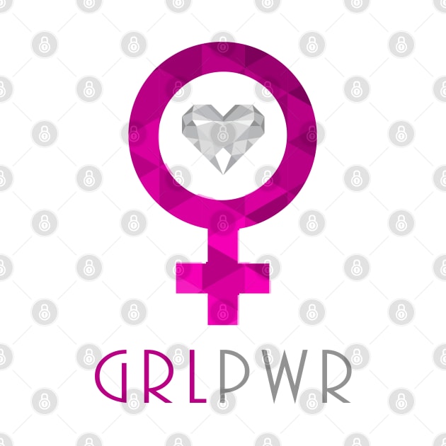 Women's Cute GRL PWR (Girl Power) Chic Designer Love Tee Novelty Graphic Shirt by interDesign