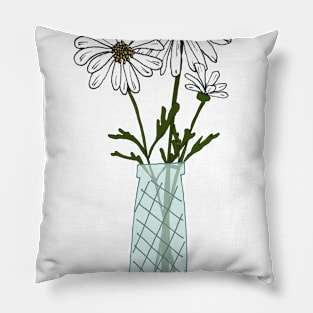 Floral drawing IV: bellis perennis png Pillow