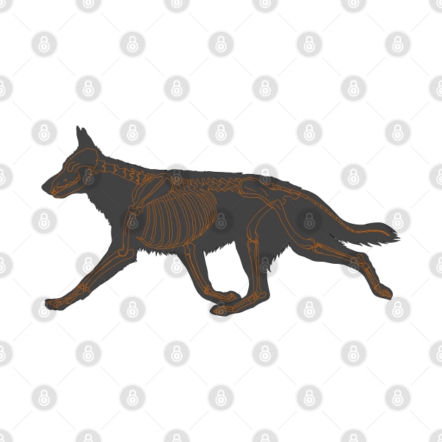 Halloween Design - Dog Skeleton Orange by Earthy Fauna & Flora