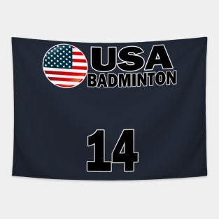 USA Badminton Number 14 T-shirt Design Tapestry