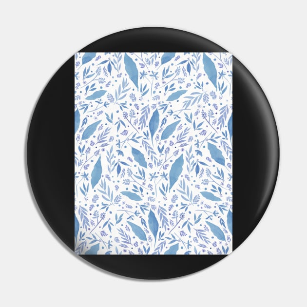 Classic blue white watercolour spring wild flowers and leaves Pin by Bloomartgallery