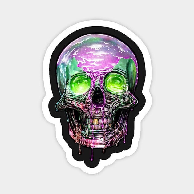 Liquid Sugar Skull - Punk skull candy slime drips 80s 90s Magnet by rolphenstien