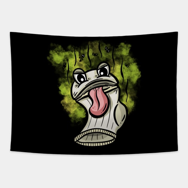 Stinky Smelly Sock Cartoon Illustration Tapestry by Squeeb Creative